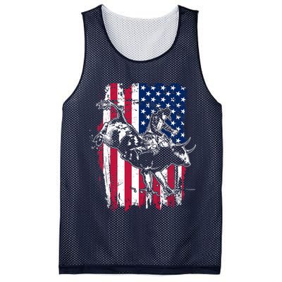 Rodeo Bull Rider American Flag Mesh Reversible Basketball Jersey Tank