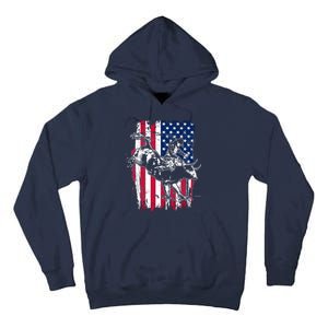 Rodeo Bull Rider American Flag Tall Hoodie