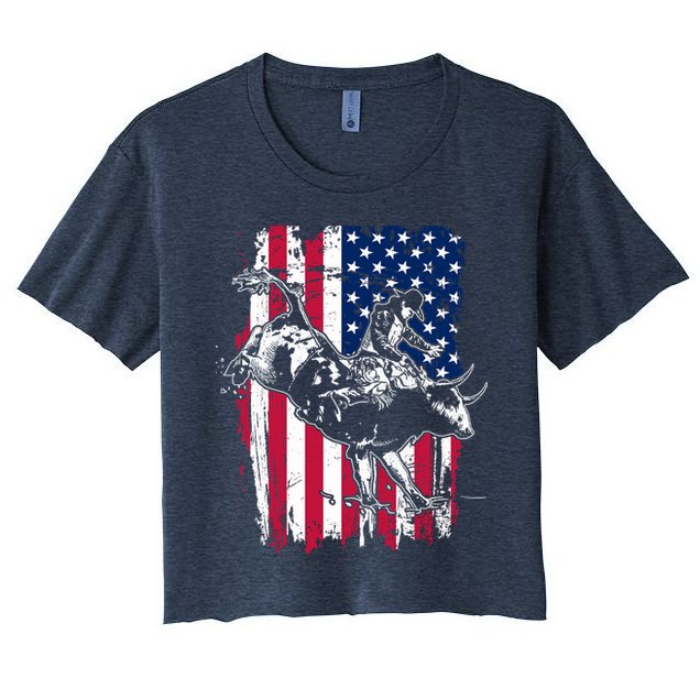 Rodeo Bull Rider American Flag Crop Top