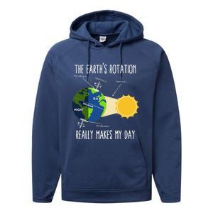 Rotation Of Earth Makes My Day Science Teachers Earth Day Performance Fleece Hoodie