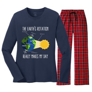 Rotation Of Earth Makes My Day Science Teachers Earth Day Women's Long Sleeve Flannel Pajama Set 