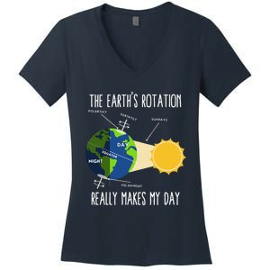 Rotation Of Earth Makes My Day Science Teachers Earth Day Women's V-Neck T-Shirt