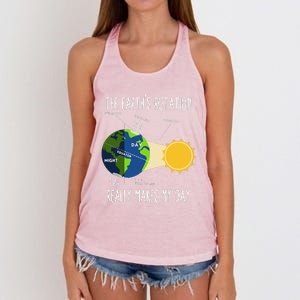 Rotation Of Earth Makes My Day Science Teachers Earth Day Women's Knotted Racerback Tank