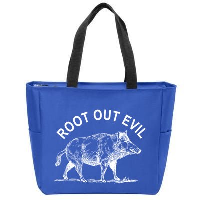 Root Out Evil Show Strength Courage Like A Boar Male Pig Great Gift Zip Tote Bag