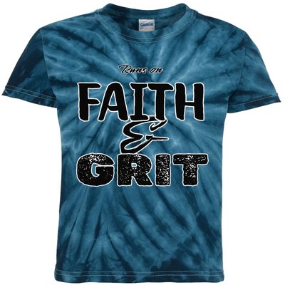 Runs On Faith And Grit Kids Tie-Dye T-Shirt