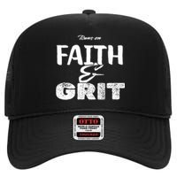 Runs On Faith And Grit High Crown Mesh Back Trucker Hat