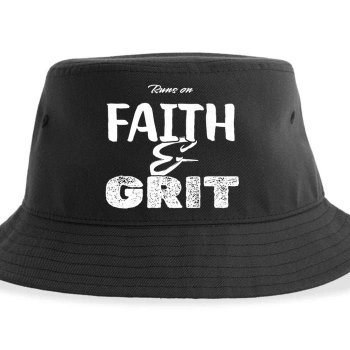 Runs On Faith And Grit Sustainable Bucket Hat