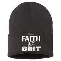 Runs On Faith And Grit Sustainable Knit Beanie