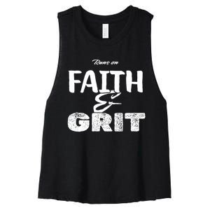 Runs On Faith And Grit Women's Racerback Cropped Tank