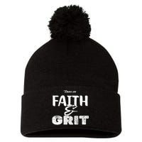 Runs On Faith And Grit Pom Pom 12in Knit Beanie