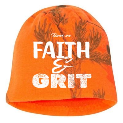 Runs On Faith And Grit Kati - Camo Knit Beanie