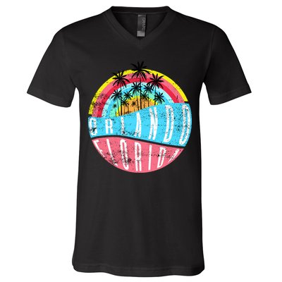Retro Orlando Florida Icon V-Neck T-Shirt