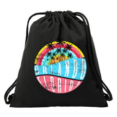 Retro Orlando Florida Icon Drawstring Bag