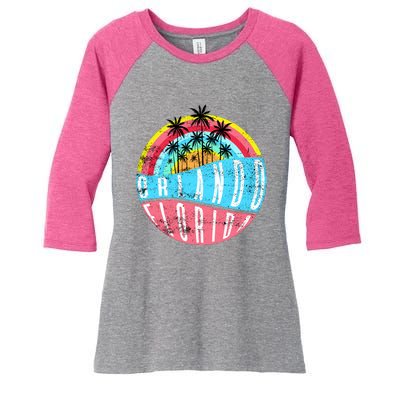 Retro Orlando Florida Icon Women's Tri-Blend 3/4-Sleeve Raglan Shirt