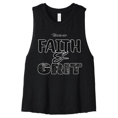 Runs On Faith And Grit Women's Racerback Cropped Tank