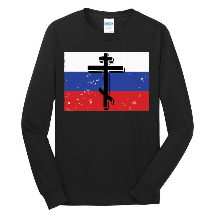 Russian Orthodox Flag Cross Gift Tall Long Sleeve T-Shirt