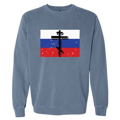 Russian Orthodox Flag Cross Gift Garment-Dyed Sweatshirt