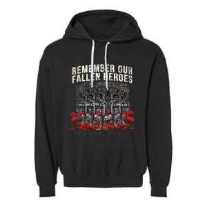 Remember Our Fallen Heroes Red Poppy Soldier Garment-Dyed Fleece Hoodie