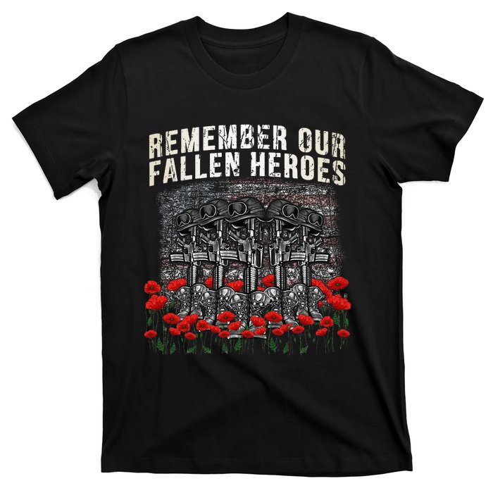 Remember Our Fallen Heroes Red Poppy Soldier T-Shirt