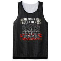 Remember Our Fallen Heroes Red Poppy Soldier Mesh Reversible Basketball Jersey Tank