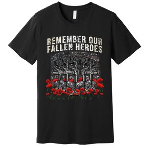 Remember Our Fallen Heroes Red Poppy Soldier Premium T-Shirt