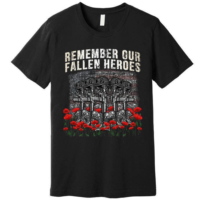 Remember Our Fallen Heroes Red Poppy Soldier Premium T-Shirt