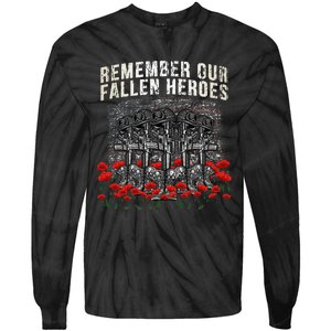 Remember Our Fallen Heroes Red Poppy Soldier Tie-Dye Long Sleeve Shirt