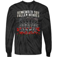 Remember Our Fallen Heroes Red Poppy Soldier Tie-Dye Long Sleeve Shirt