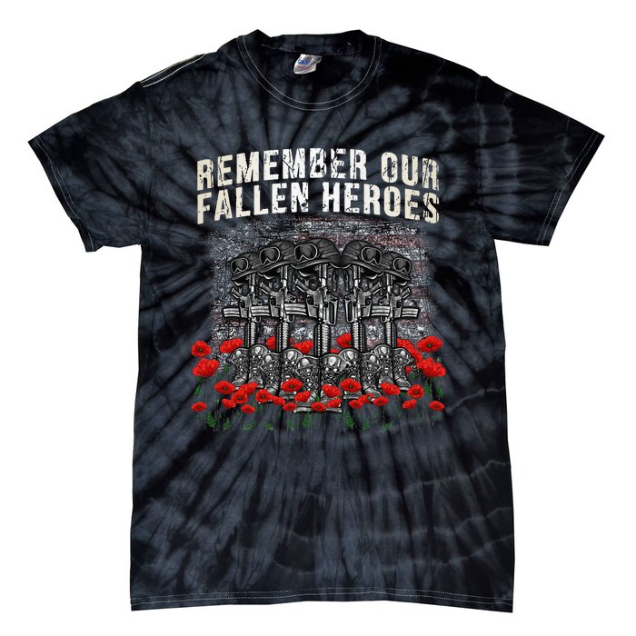 Remember Our Fallen Heroes Red Poppy Soldier Tie-Dye T-Shirt