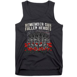 Remember Our Fallen Heroes Red Poppy Soldier Tank Top