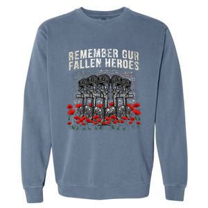 Remember Our Fallen Heroes Red Poppy Soldier Garment-Dyed Sweatshirt