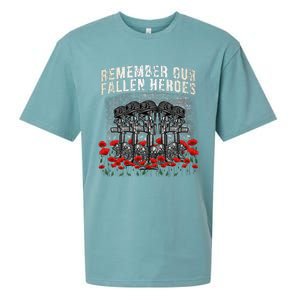 Remember Our Fallen Heroes Red Poppy Soldier Sueded Cloud Jersey T-Shirt