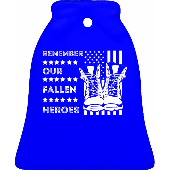 Remember Our Fallen Heroes Memorial Days Usa Soldier Boots Cool Gift Ceramic Bell Ornament