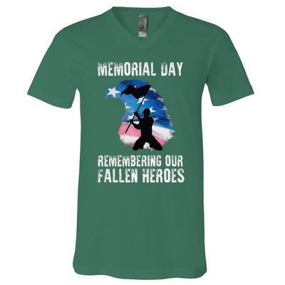 Remembering Our Fallen Heroes Memorial Day V-Neck T-Shirt