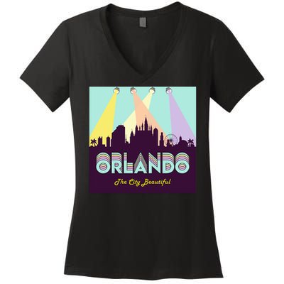 Retro Orlando Florida Women's V-Neck T-Shirt