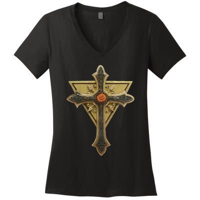 Rosicrucian Order First M.A.S.T.E.RS Cross Women's V-Neck T-Shirt