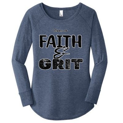 Runs On Faith And Grit Women's Perfect Tri Tunic Long Sleeve Shirt