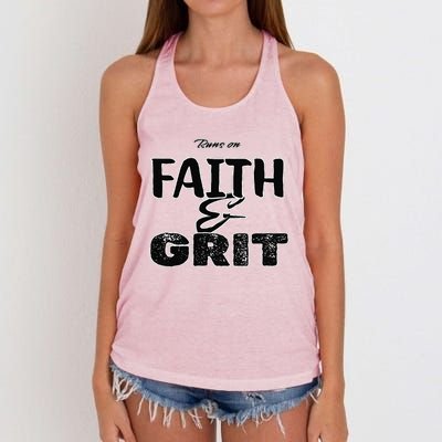 Runs On Faith And Grit Women's Knotted Racerback Tank