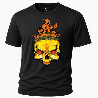 Rage Of Fire Faming Skull Creepy Skeleton Performance Shirt