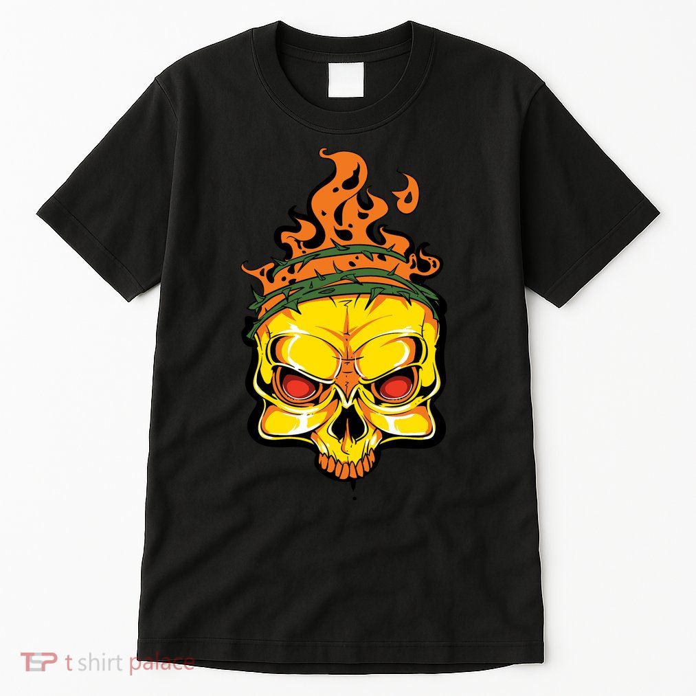 Rage Of Fire Faming Skull Creepy Skeleton Tall T-Shirt