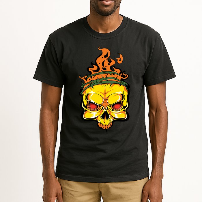 Rage Of Fire Faming Skull Creepy Skeleton Tall T-Shirt