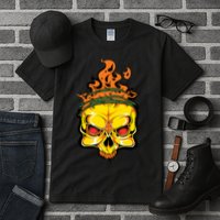 Rage Of Fire Faming Skull Creepy Skeleton Tall T-Shirt