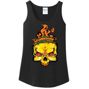 Rage Of Fire Faming Skull Creepy Skeleton Ladies Essential Tank