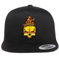 Rage Of Fire Faming Skull Creepy Skeleton Flatbill Hat