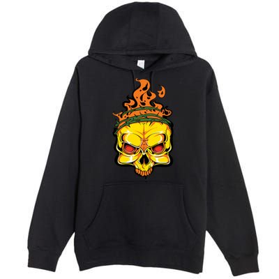 Rage Of Fire Faming Skull Creepy Skeleton Premium Pullover Hoodie