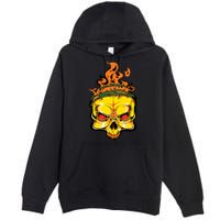 Rage Of Fire Faming Skull Creepy Skeleton Premium Pullover Hoodie