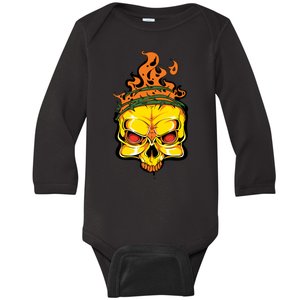 Rage Of Fire Faming Skull Creepy Skeleton Baby Long Sleeve Bodysuit