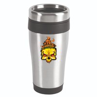 Rage Of Fire Faming Skull Creepy Skeleton 16oz Travel Tumbler