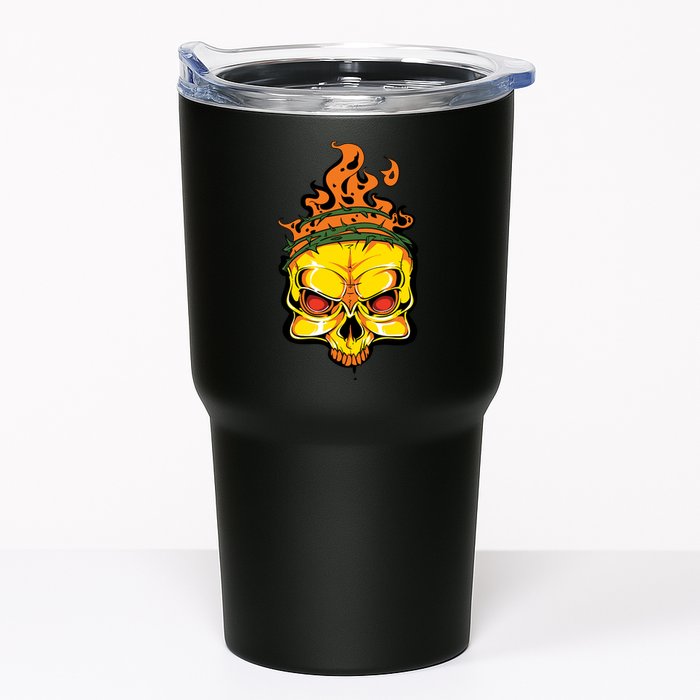 Rage Of Fire Faming Skull Creepy Skeleton Tumbler