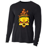 Rage Of Fire Faming Skull Creepy Skeleton Cooling Performance Long Sleeve Crew